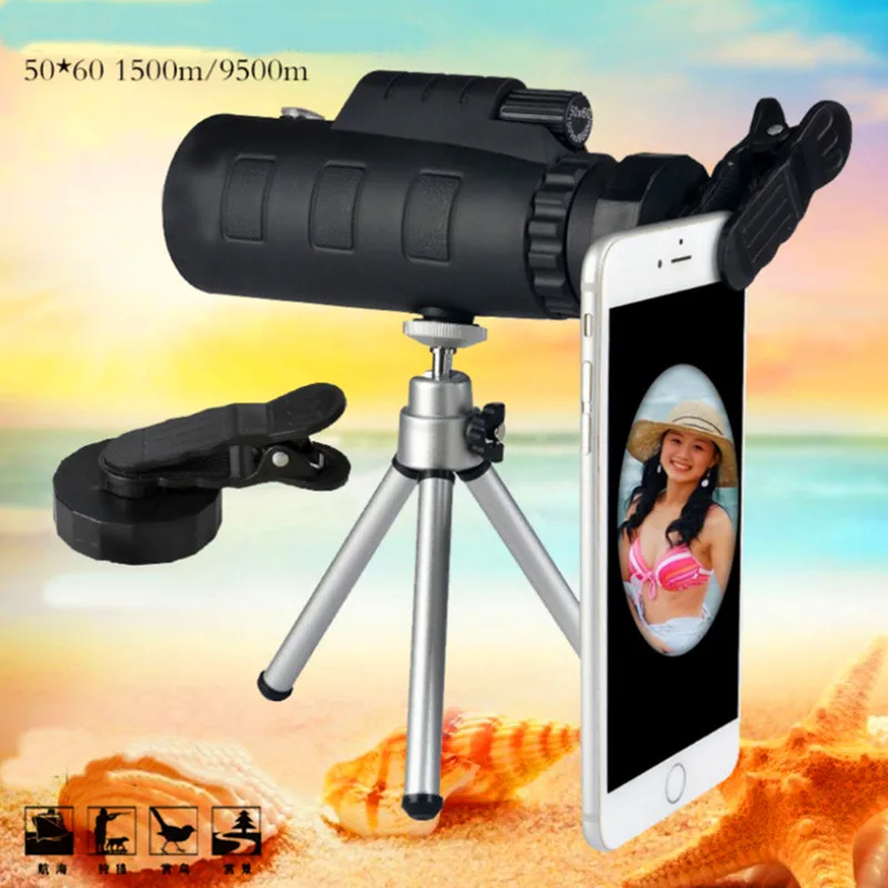

Telescope 50X60 Connect Mobile Photograph Phone for telescope Ultra-clear Quality Light Outdoor Sports Green Film Prism