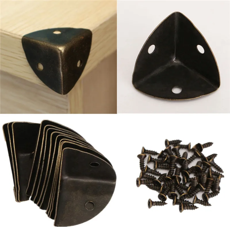 KiWarm 12Pieces/ bag Edge Length25MM With Hole Safety Metal Iron Corner Protector For Old Antique Table Desk Angle Cover