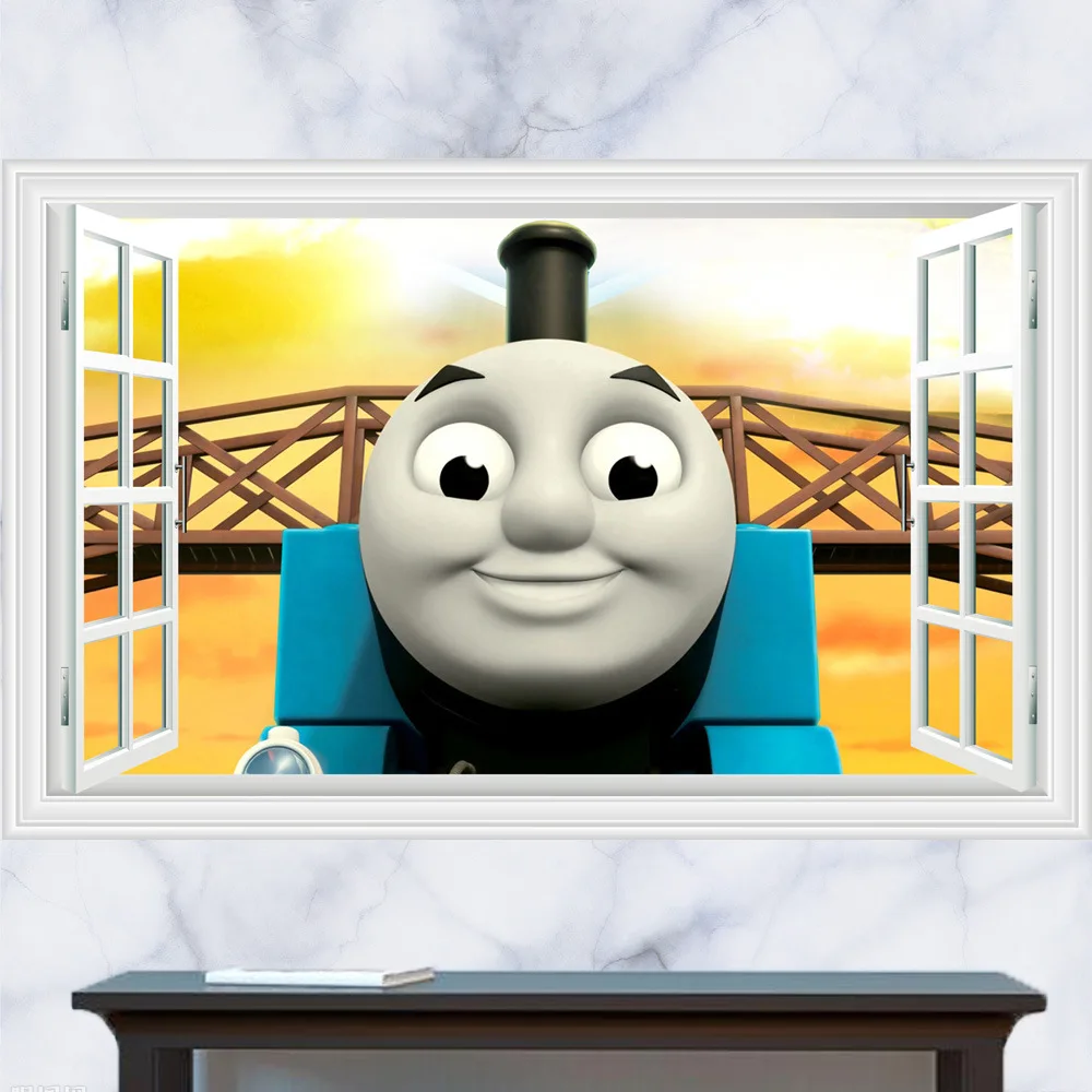 Томас и Друзья 3D наклейка поддельное окно поставляется с адгезивная Смола Томас поезд диван настенная, дающая фоновое освещение стикерные