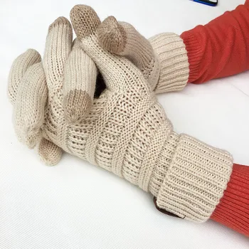 

Solid Soft Female Gloves Mittens Screen Sense Warm Winter Mittens for Women Knitted Full Finger Women Gloves