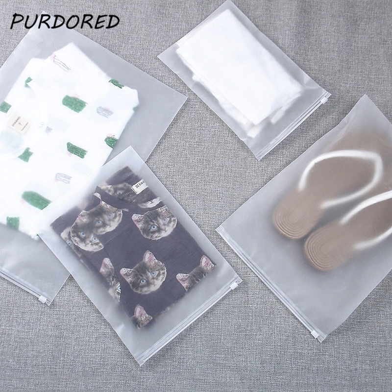 PURDORED 1 pc Transparent Cosmetic Bag PVC Clear Makeup Bag Women Zipper Travel Make Up Bag