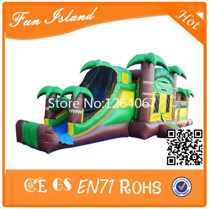 16x3x3 5M PVC Cheap Jungle Theme Inflatable Obstacle Outdoor font b Bouncer b font Games For