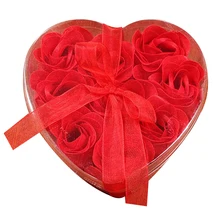 9 шт Ароматические Лепестки розы мыло для тела свадебный подарок(красный