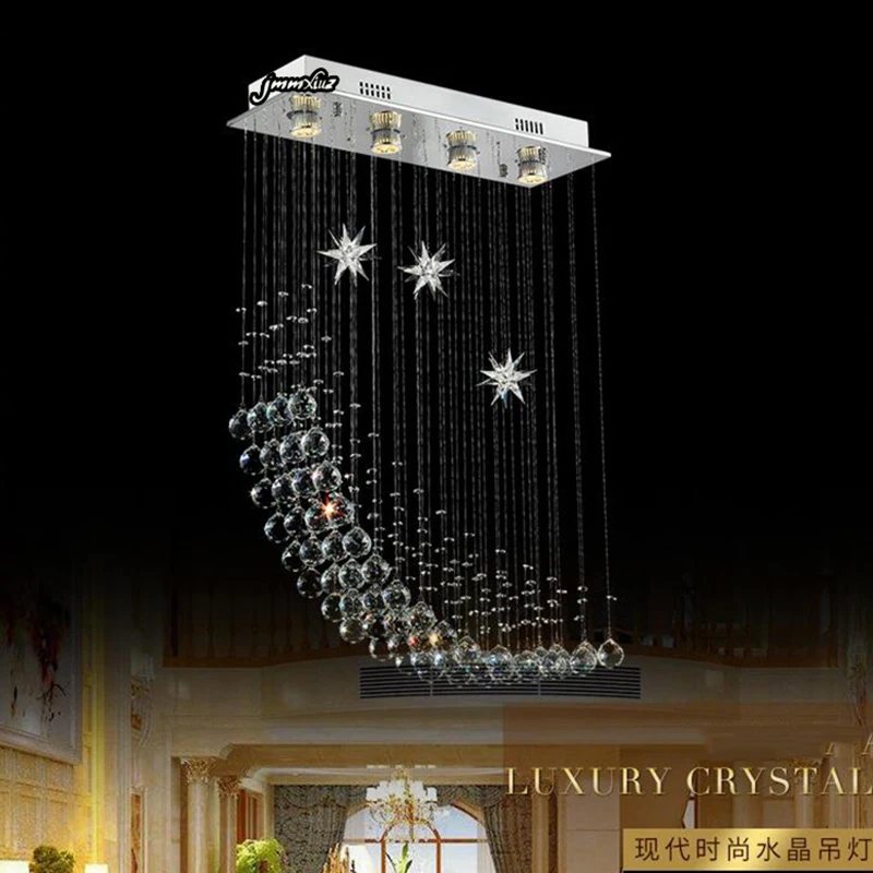 

Jmmxiuz K9 Rectangle Crystal Ceiling Light fixture GU10 bulbs Crystal Curtain Wave ceiling Lights for Dining room Free Shipping