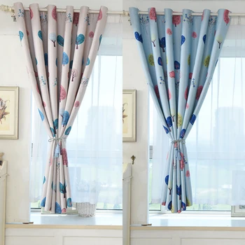 

Cartoon Tree Printing Blackout Window Curtain Grommet Ring Top Living Room Bedroom Window Drapes Blinds