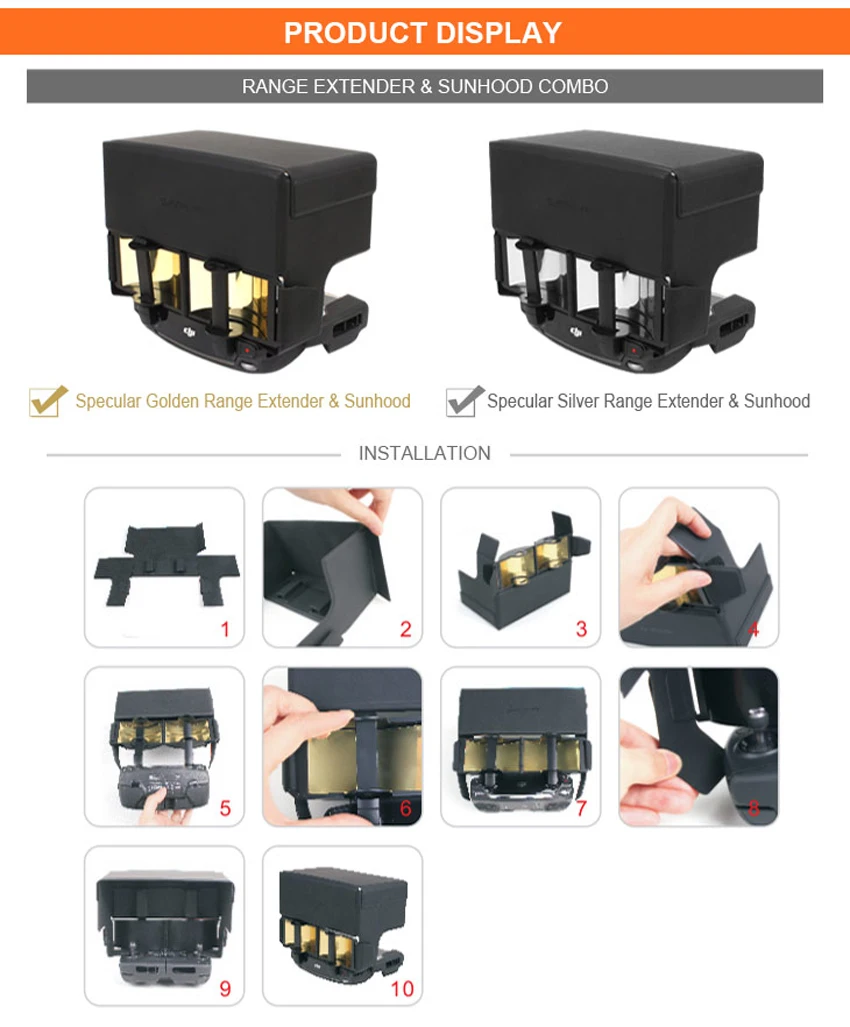 Для DJI MAVIC мини антенный расширитель+ пульт дистанционного управления солнцезащитный козырек для одновременного использования для DJI MAVIC 2/PRO/AIR/SPARK
