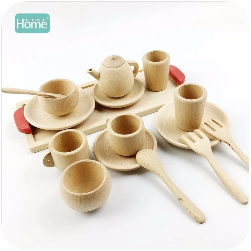 

MamimamiHome Pretend Play Tea set Wooden Educational Activity Grasping Developing Montessori Toddler Game Kitchen Toys