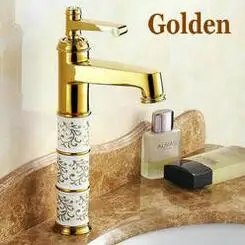 Фарфор Покрытие золотой твердой латуни художественный, лидер продаж/холодной водой столешницы Ванная комната кран - Цвет: Цвет: желтый