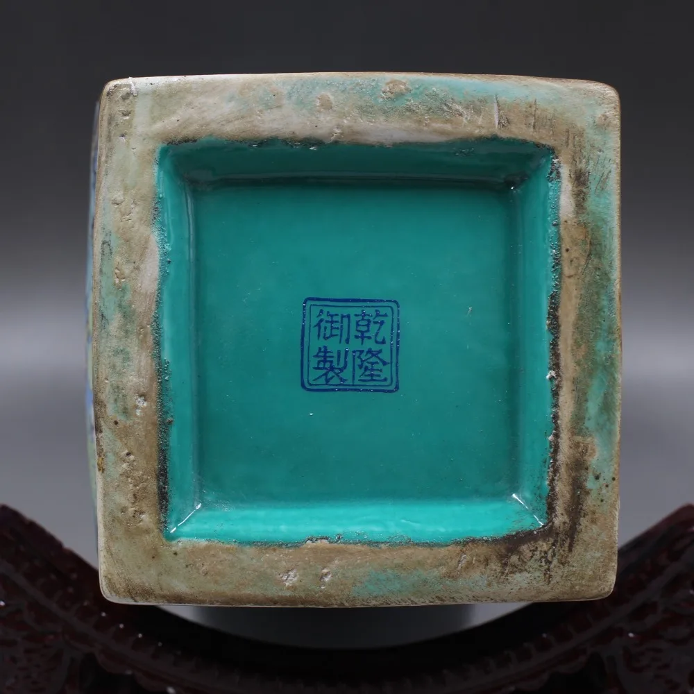 Qianlong Year Mark gold pastel four seasons антикварная квадратная ваза антикварное украшение для