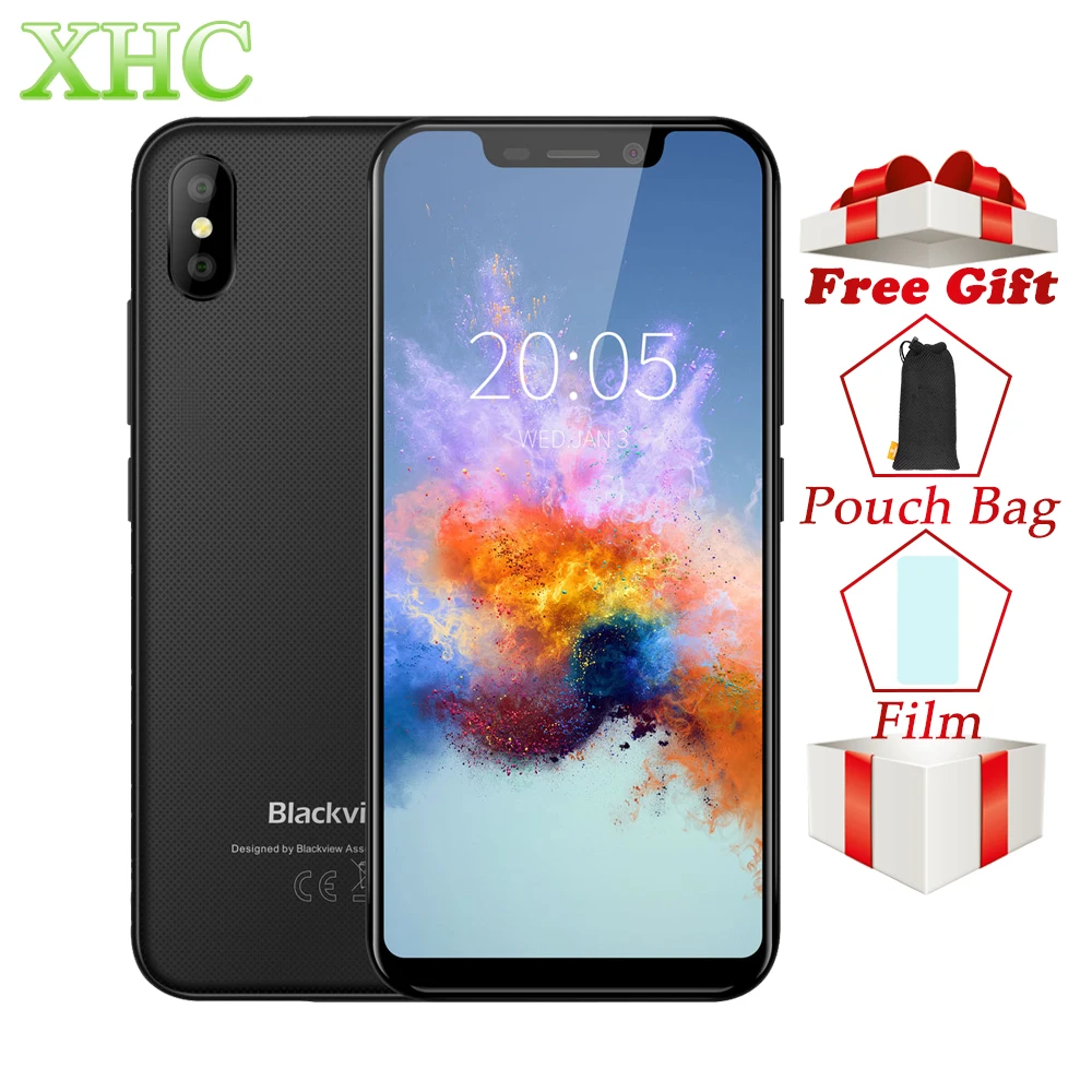 Blackview A30 5.5inch Smartphone Android 8.1 MTK6580A Quad Core RAM 2GB ROM 16GB 8MP+5MP Face ID Dual SIM WCDMA 3G Mobile Phones