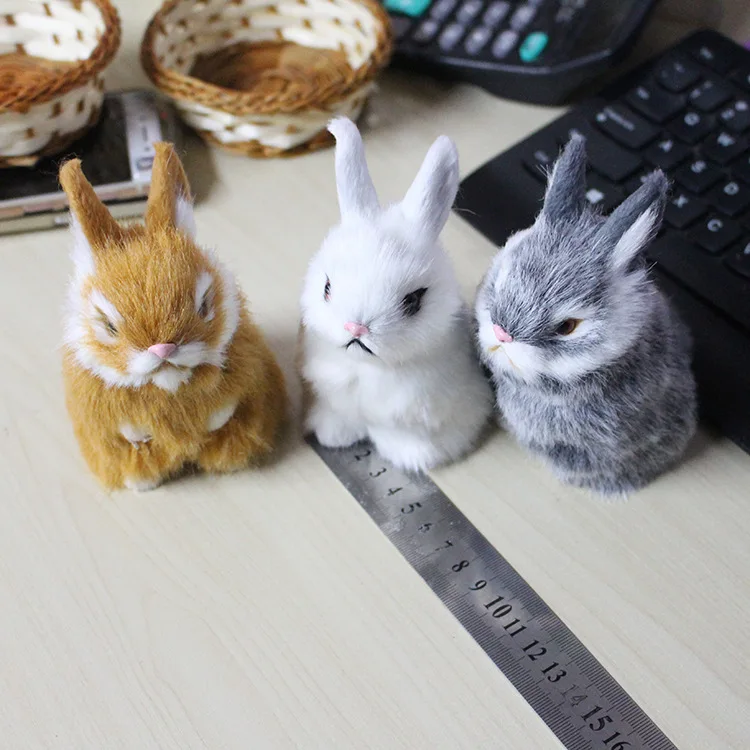 Realistic Rabbits Models Lifelike White Gray Yellow Color Rabbits