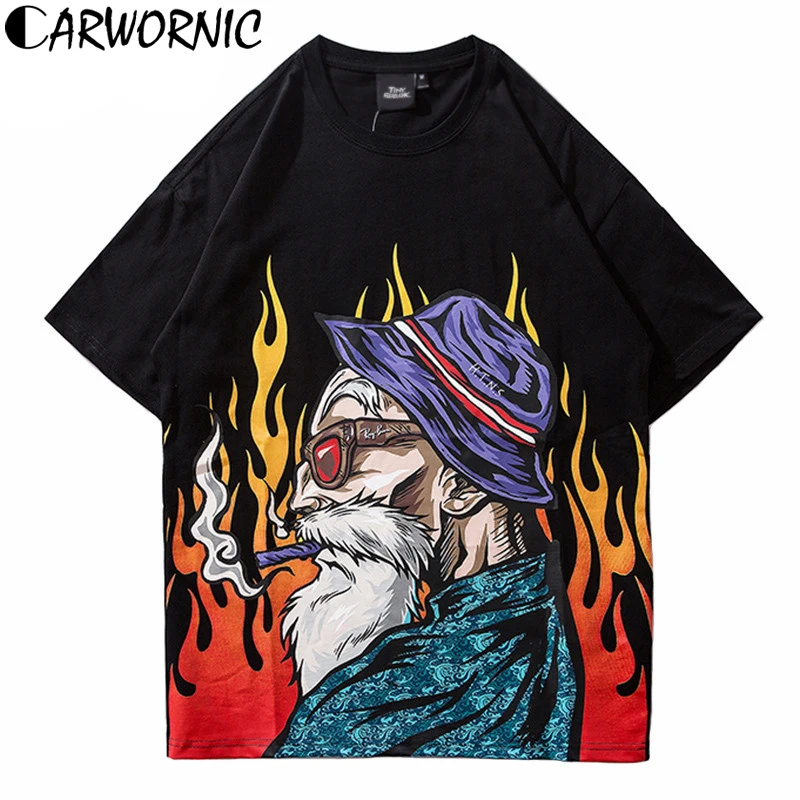 CARWORNIC мультфильм Dragon Ball Футболка мужская хип хоп японский Харадзюку Стиль Мастер
