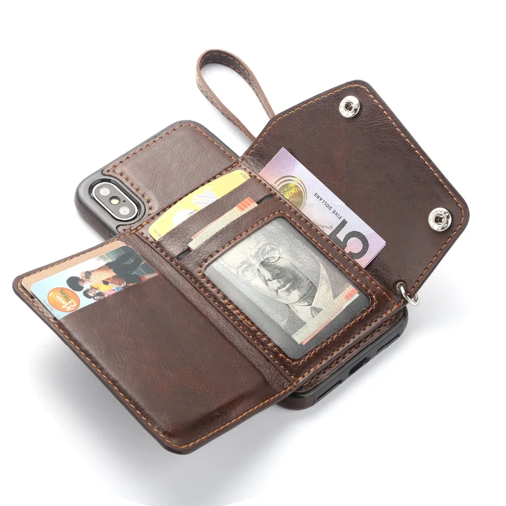 

Flip Wallet Leather Phone Case for iphone XS Max 8 7 6 6 Plus Full Protction for iphone X XR XS Retro Fashion Phone Bag