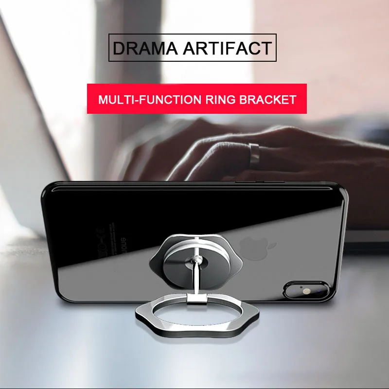 

IMIDO Foldable Phone Stand Desk Adjustable Universal Mobile Finger Ring Holder Creative Metal Mobile Tablet Support