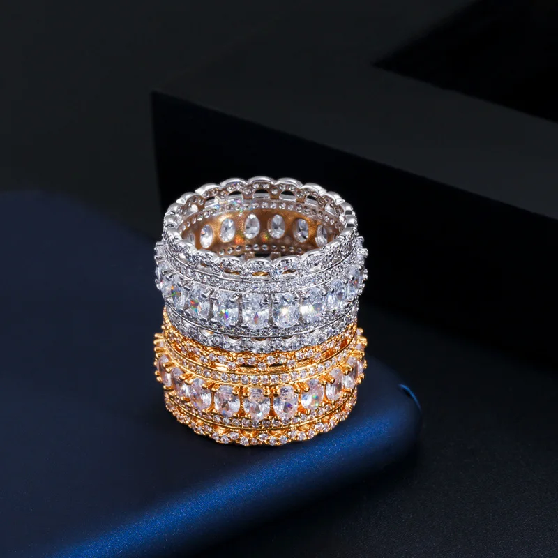 CWWZircons высокое качество роскошные Дубай кубического циркония камни проложить желтое золото большой обручальное вечерние кольца для женщин R138