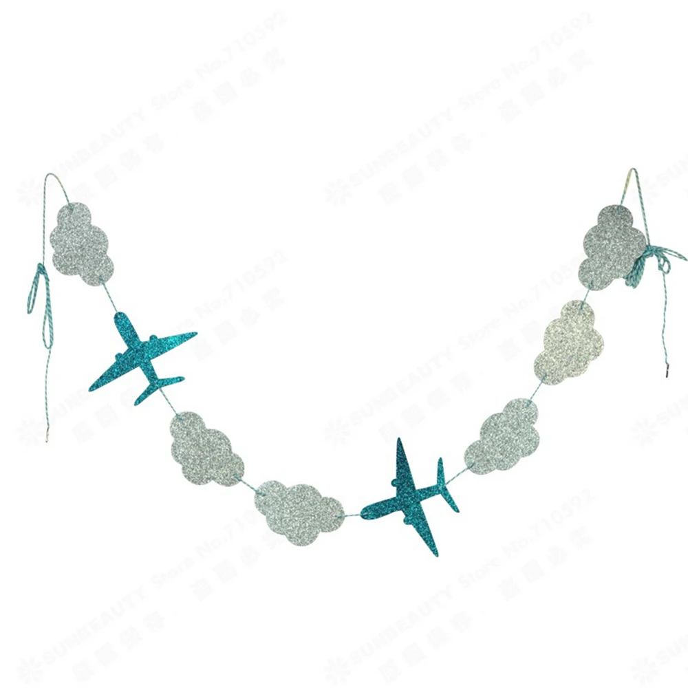 Clouds and Airplanes Garland Hanging Paper Bunting...