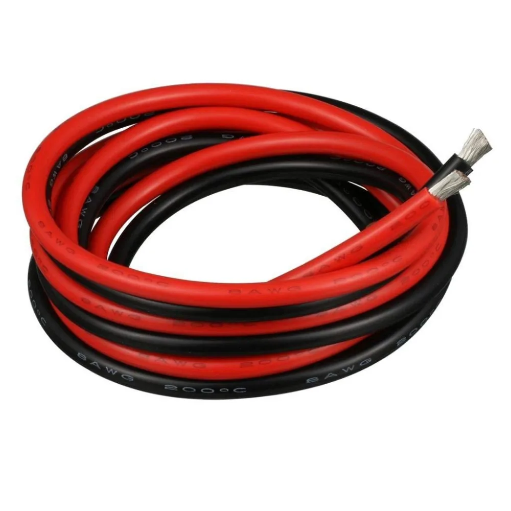 8 калибровочный Электрический провод аккумуляторный кабель черный и красный 8AWG-1650 нити луженой медной проволоки, быстро паять