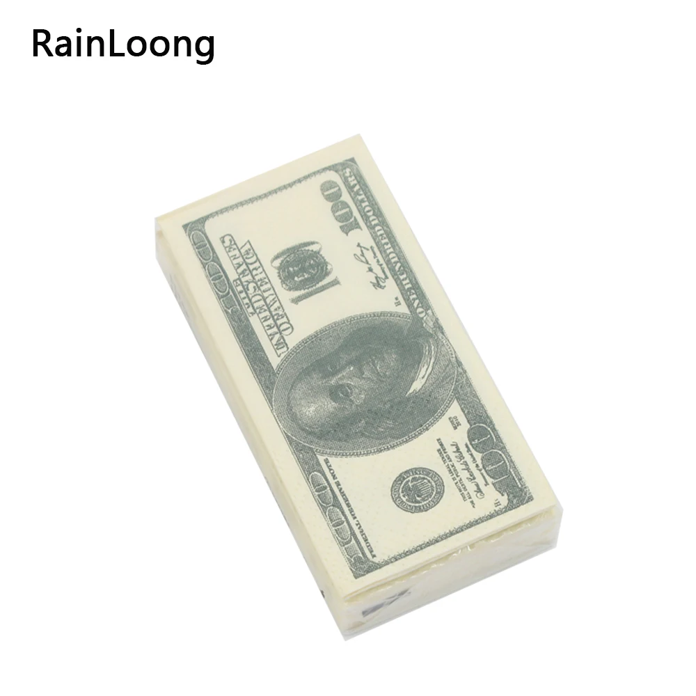 

[RainLoong] Money Dollar Paper Napkin Tissue Print Handkerchiefs For Decoration Personal Care 21*21cm 10pcs/pack/lot