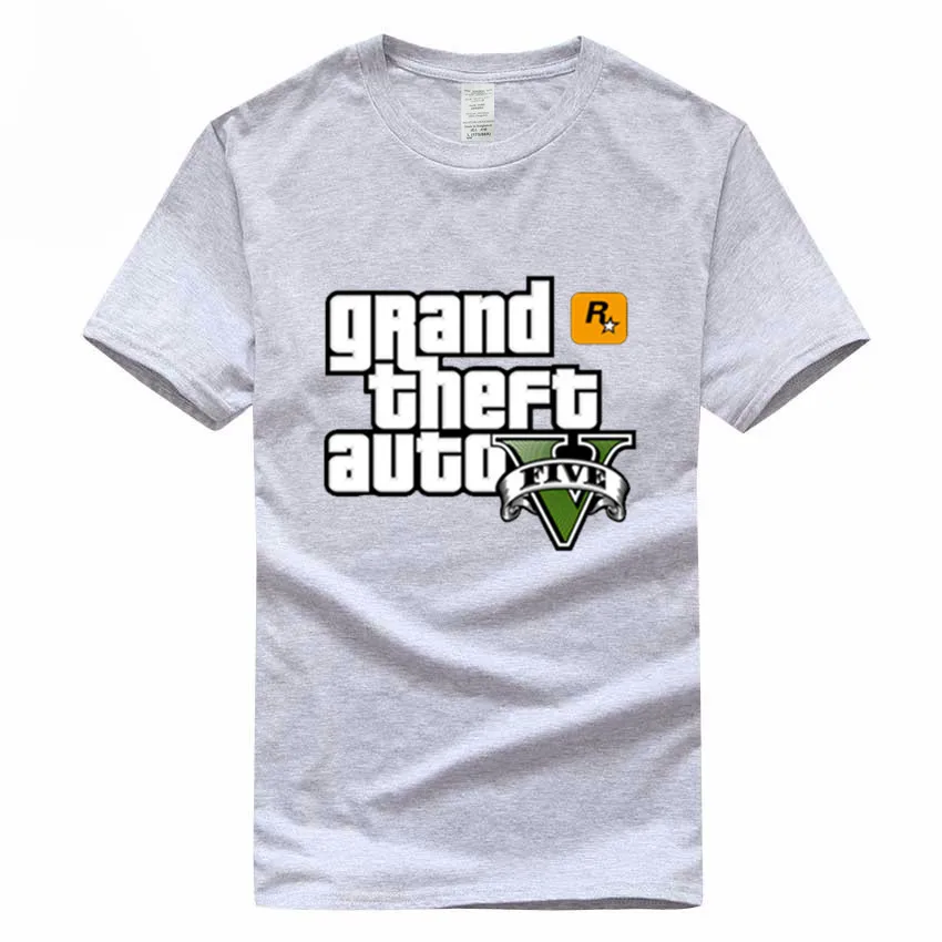 Игра Gta 5 хлопковые футболки Grand Theft Auto футболка Camisetas Hombre Gta Vice City футболка Homme GMT005 - Цвет: Gray B