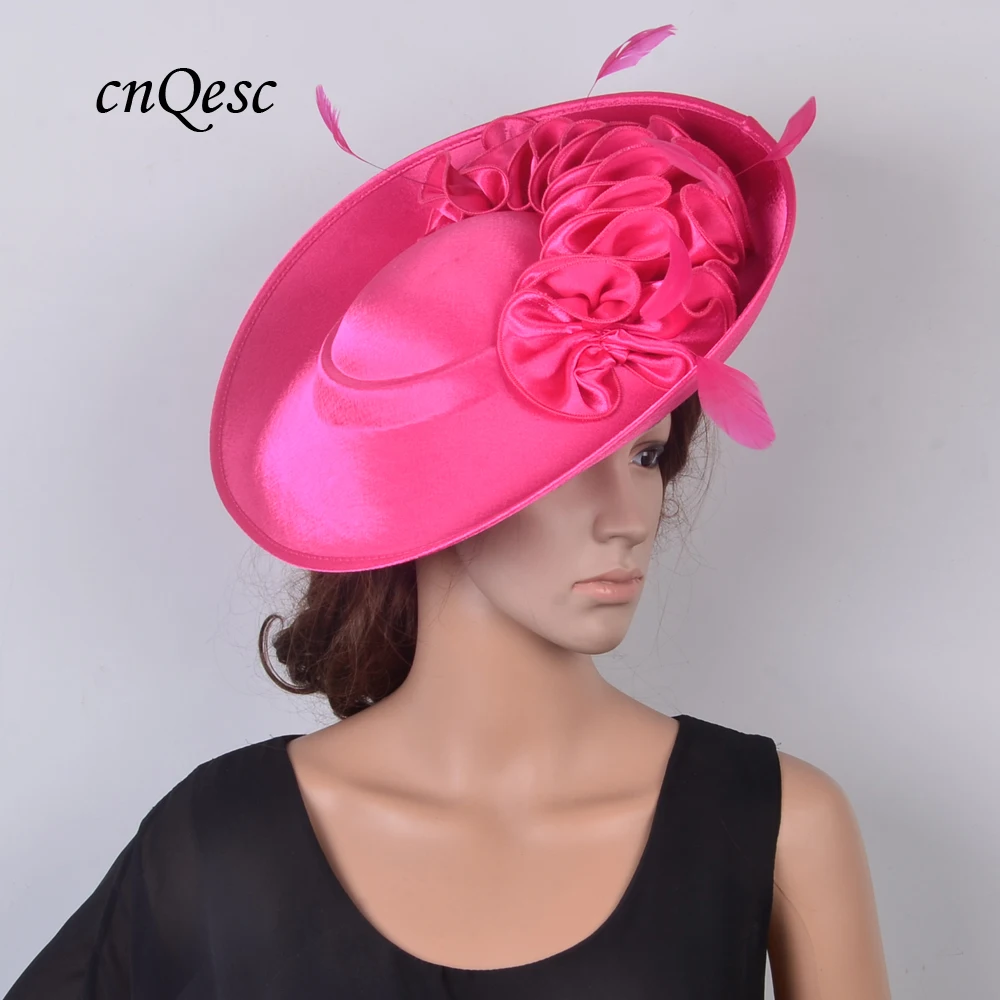 NEW desgin Fuchsia hot pink Large saucer hat Satin fascinator Kentucky