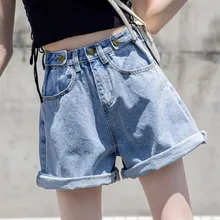S-5XL размера плюс женские шорты с высокой талией женские повседневные минималистичные джинсовые шорты летние модные джинсовые шорты для женщин