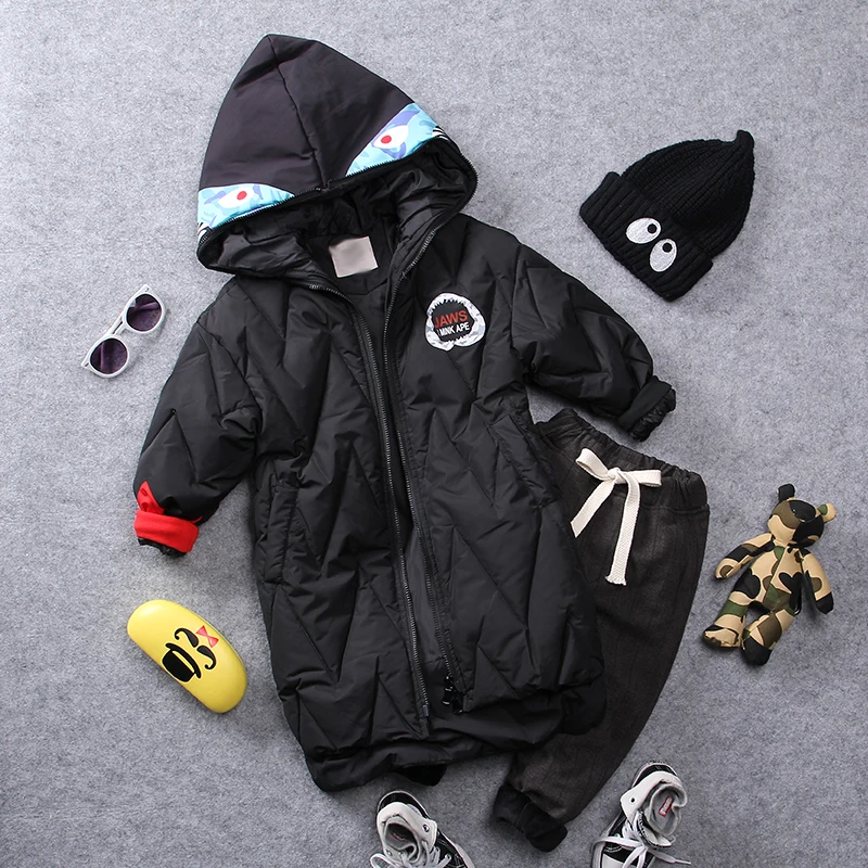 

2-8Y new 2018 winter thicken warm cotton-padded cartoon fashion style boys coat with hood 1pc boys warm thick winter coat