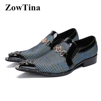 

Metal Pointed Toe Men Business Flats Slip On Formal Dress Flats Buckle Decor Oxford Shoes Handmade Italian Wedding Shoes Flats