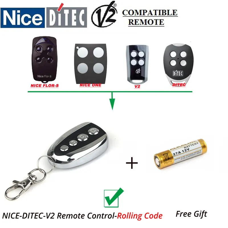 

NICE FLORS DITEC GLO4 V2 Gate Door Opener Rolling code Handsender Remote Key Clone