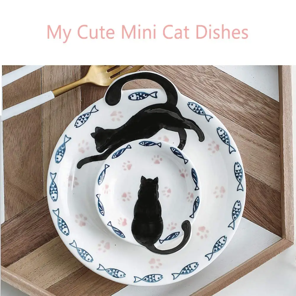 

Ceramic bowl plate small dish cat set Dinner Light white Bowl China Bone Dark Grey Salad Bowl Porcelain Plate