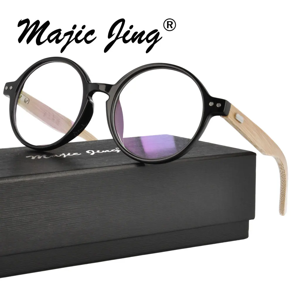 Оправа для очков Magic Jing пластиковая круглая бамбуковая с дужками модные очки A6830 |