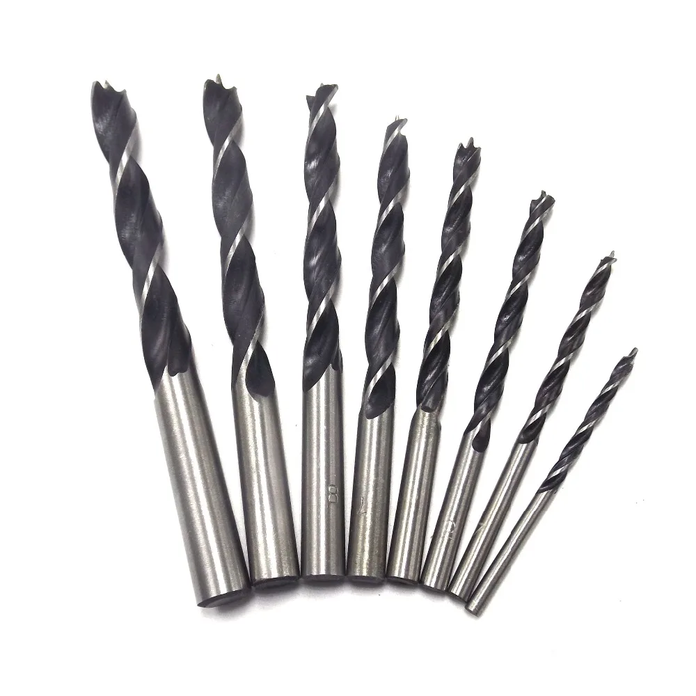 8pcs 3 10mm Three Sharp Woodworking High Carbon Steel Twist Drill Bit