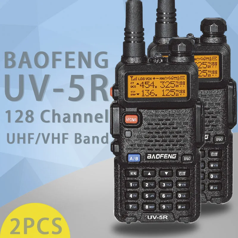 2 шт) Baofeng UV5R Ham двухстороннее радио Walkie Talkie двухдиапазонный приемопередатчик(черный
