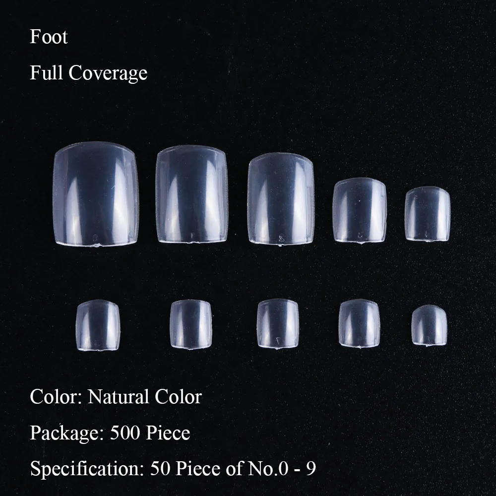 500 шт накладные ногти, накладные ногти для французских ног, накладные лаки для ногтей, прозрачные акриловые, полностью покрытые половинным покрытием, натуральный декор, инструменты для маникюра BE871 - Цвет: Foot Natrural Color