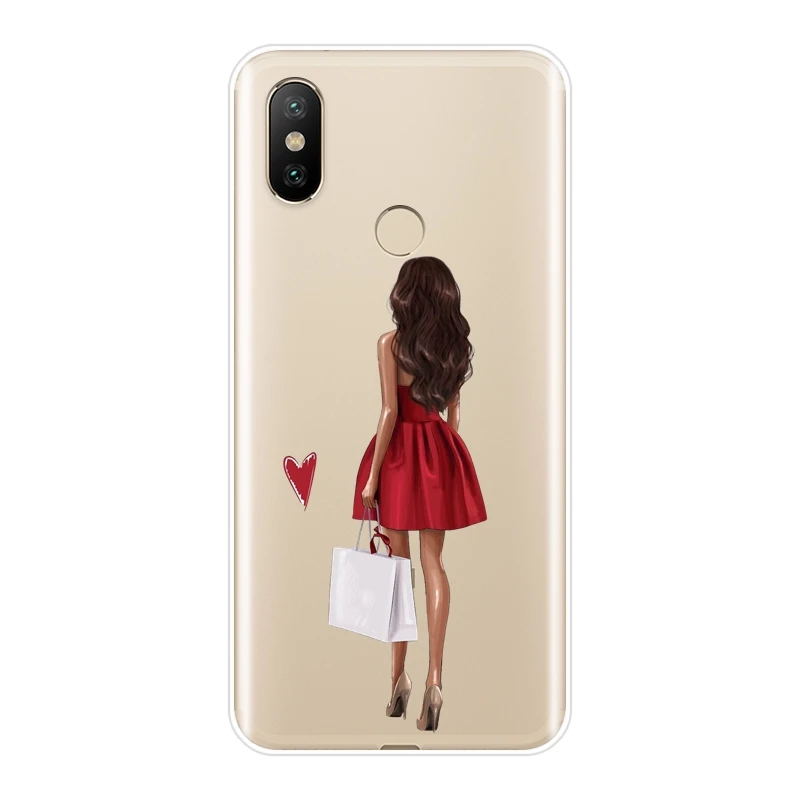 Эстетичный Черный силиконовый чехол для телефона девочек Xiaomi MI A1 A2 LITE 8 SE мягкая