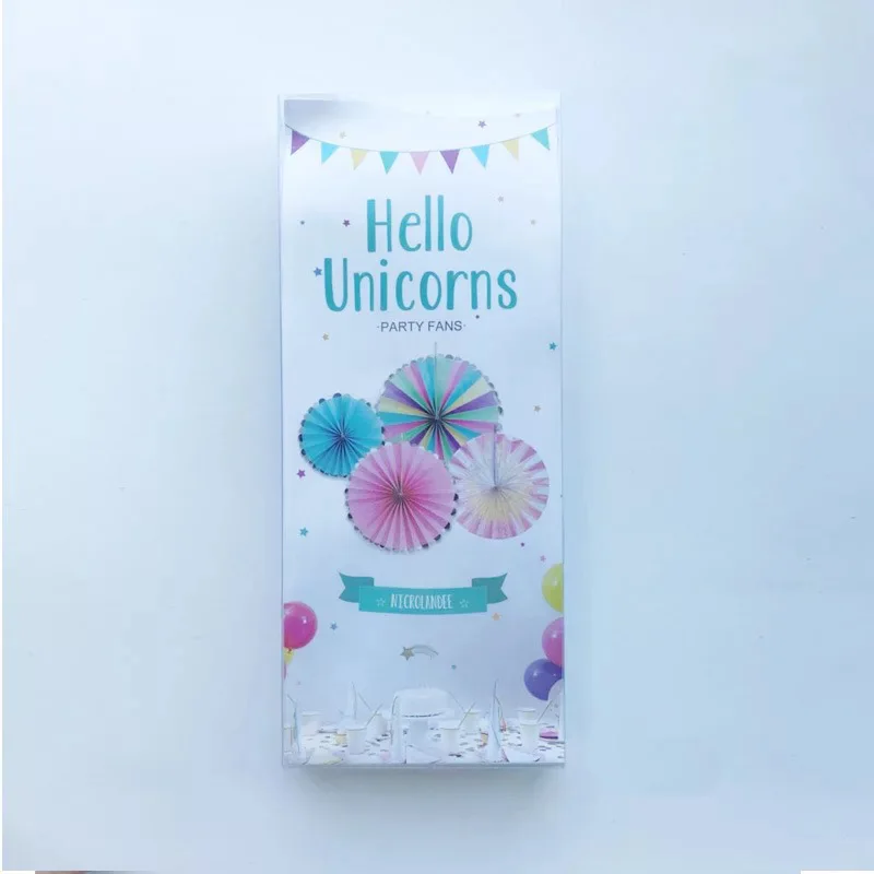 4pcs/Lot Colorful Unicorn Party Paper Fan DIY Hanging Tissue Paper Flower For Baby shower Christams Birthday Wedding Decoration