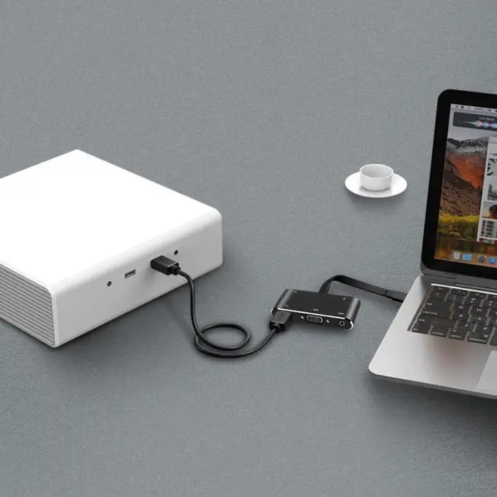 USB C к HDMI адаптер 4K type-C к HDMI/VGA/аудио/USB 3,0 порт+ USB C порт конвертер DU55