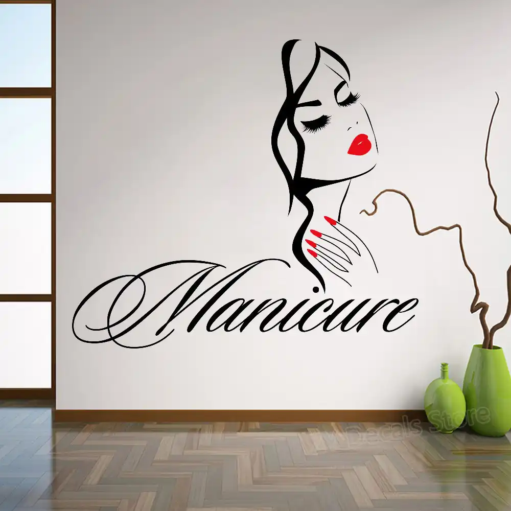 Manicure Wall Decal Beauty Salon Nail Salon Hand Girl Face Vinyl