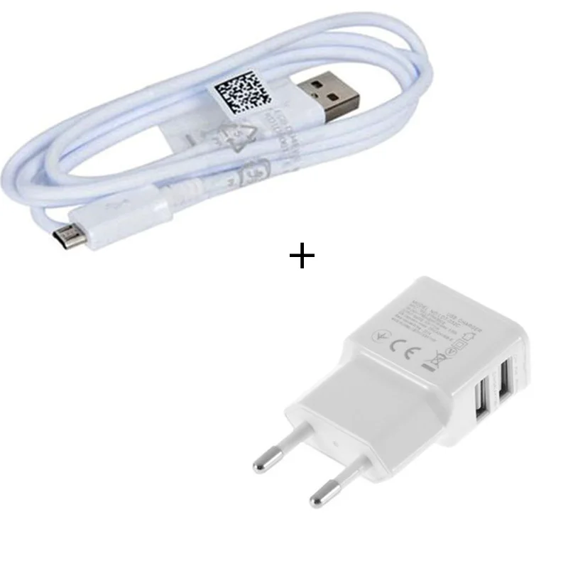 

2A Dual 2 Ports USB Wall Charger Adapter for Samsung (EU Plug)+3FT Micro USB Charging Data Cable