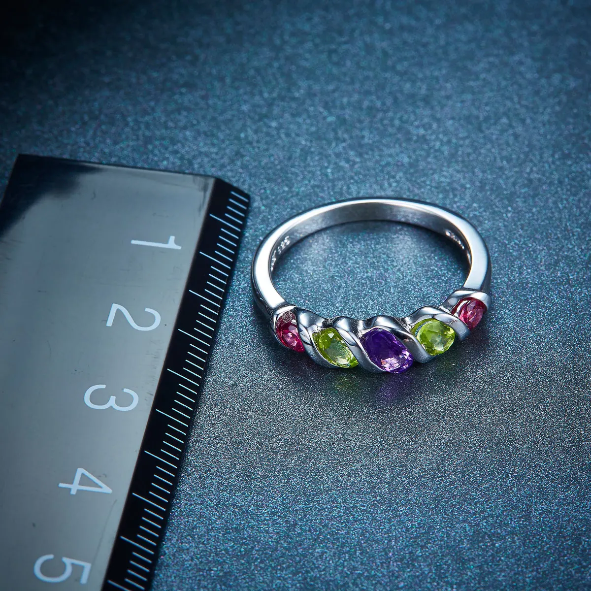 Hutang Natural Multi-color Gemstone Ring Solid 925 Sterling Silver Rings Amethyst Peridot Rhodolite Fine Jewelry For Women Gift