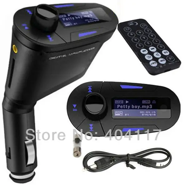 Blue Car MP3 Radio Car Kit Player Wireless FM Transmitter USB SD MMC LCD Remote