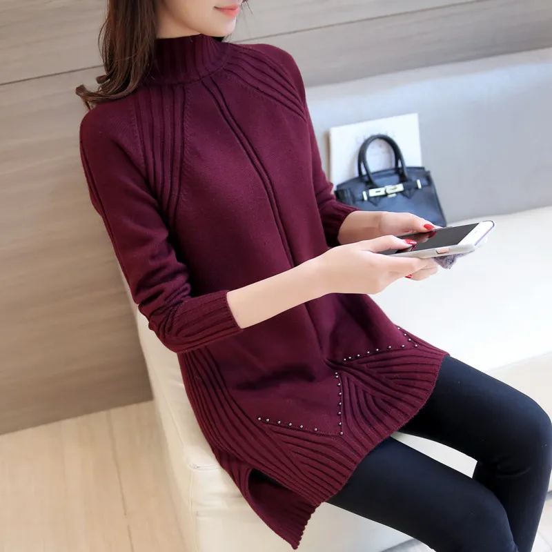 Простой модный дизайнерский пуловер, вязаный женский свитер, хорошая эластичность, женский длинный теплый женский свитер, вязаная одежда для женщин