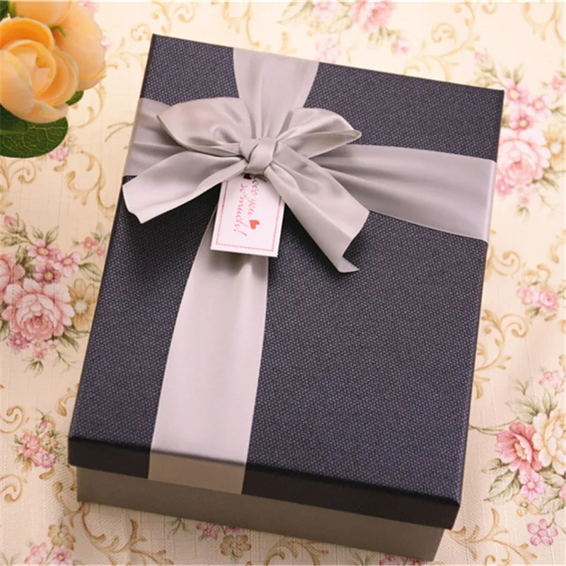 

New Design Fashion 1pc/lot 16*20*6.5cm High Quality Large Cardboard Paper Gift Packaging Boxes With Bow Party Gift Boxes&Bags