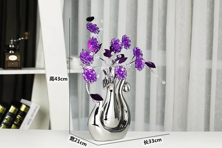Высокое Качество Хрустальный цветок украшение дома ремесла креативная керамическая ваза декоративные статуэтки миниатюры свадебные подарки