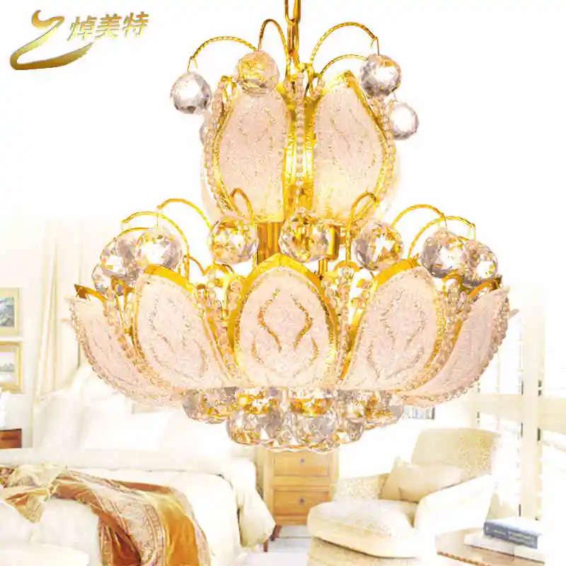2016 new European style 45 cm in diameter gold crystal pendant modern living room lighting Wholesale Lights & Lighting