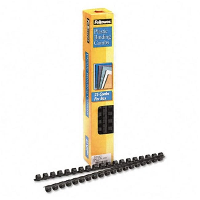 

Fellowes 52322 Plastic Comb Bindings 3/8 55-Sheet Capacity Black 25 per Pack
