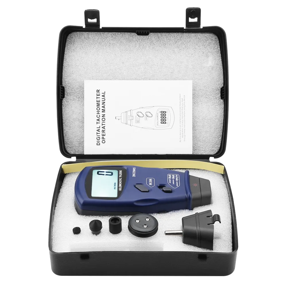 

SM6236E Digital LCD Tach Rotation Meter Tester Laser/Contact Tachometer 5 Digits 18 mm Measuring Tools New Arrival