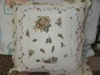 

Wholesale 2PCS Lot Beige Rose Flower Cotton Cushion Cover 45*45cm