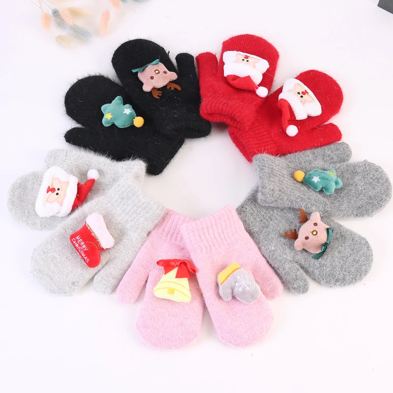 

Winter Gloves Kids Girls Boy Children Twist Gloves with Full Finger Warm Mittens with Fleece Christmas Gift