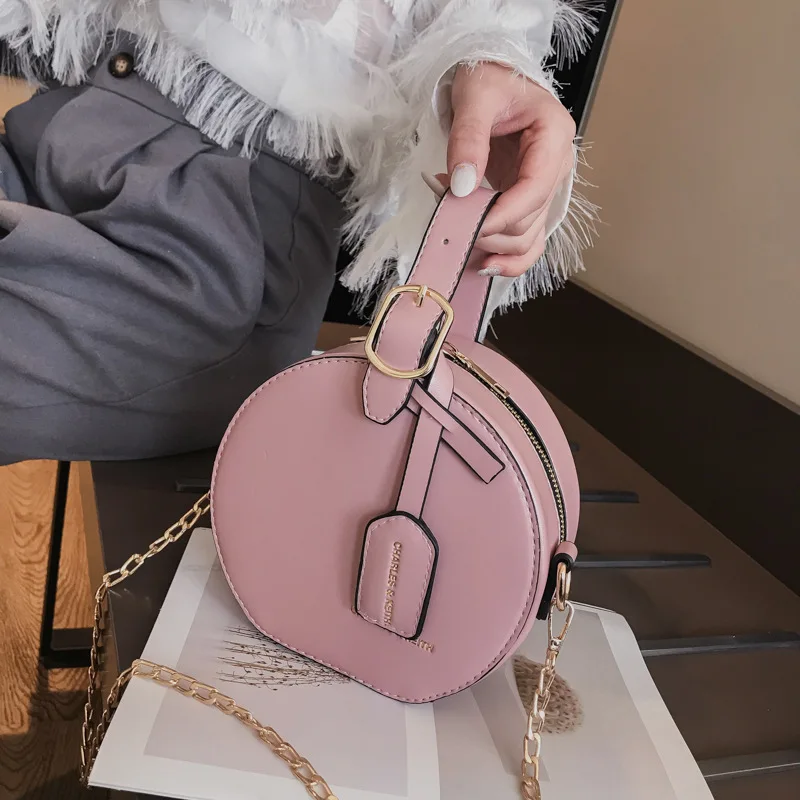 حقيبة يد المرأة الجديدة أنيقة الكورية القوس سلسلة حقيبة كتف البيج الإناث صغيرة جولة حمل حقيبة للنساء الأزياء Crossbody حقيبة