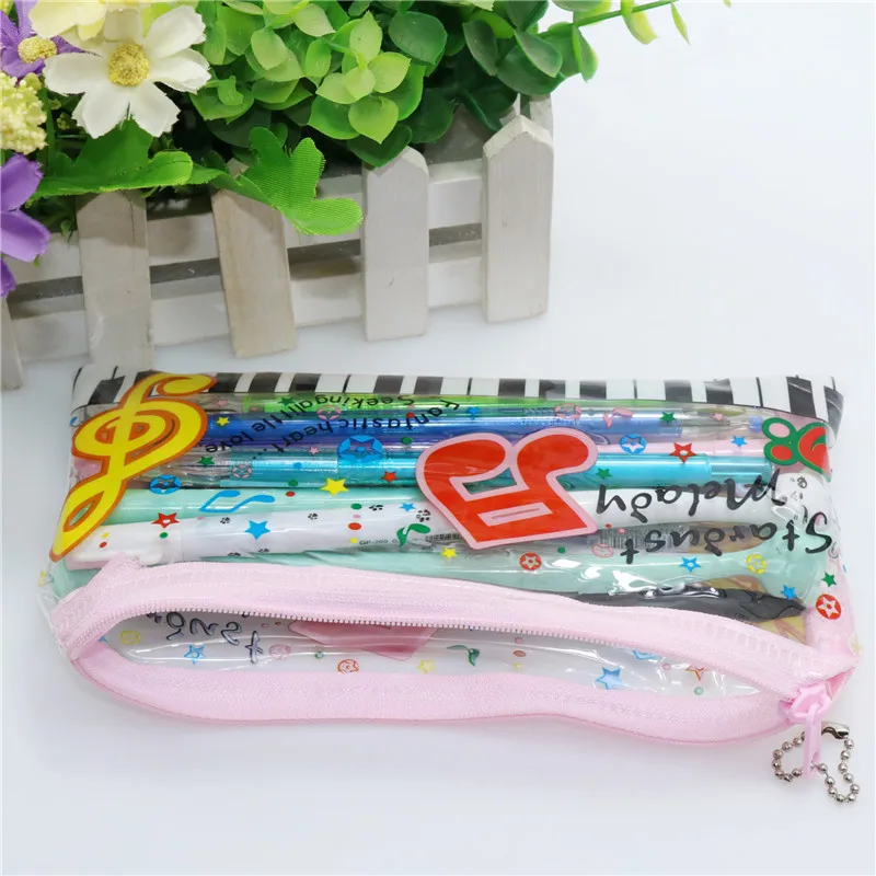 

2 pcs Black Pink Mixed Random Music Zipper Pencil case For Students School Primary and Secondary School Stationery Pencil bag